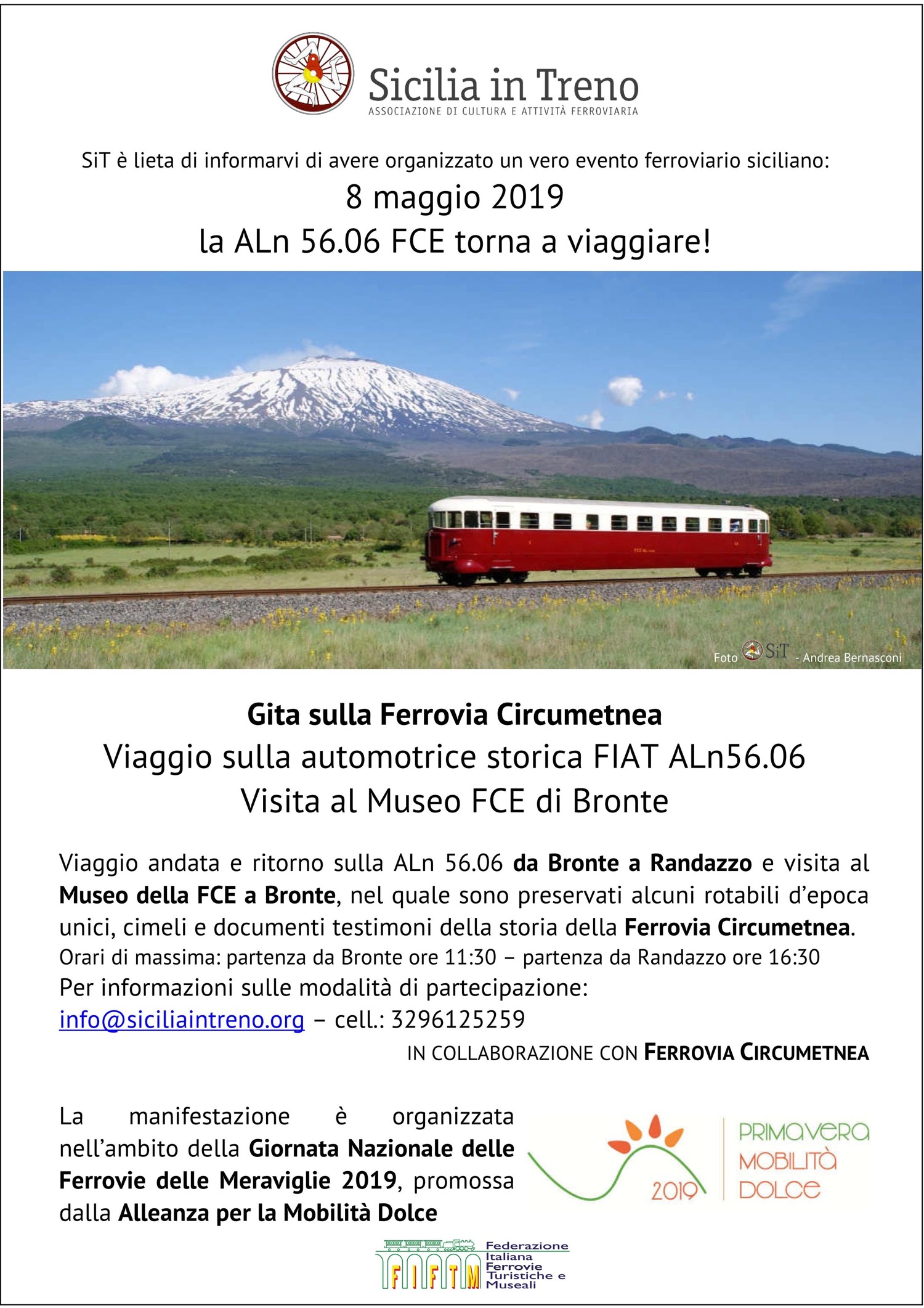 8 maggio 2019 - Gita sulla Ferrovia Circumetnea a bordo della Littorina ALn56.06